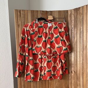 BAGGU Strawberry Print Pajama Set - Medium